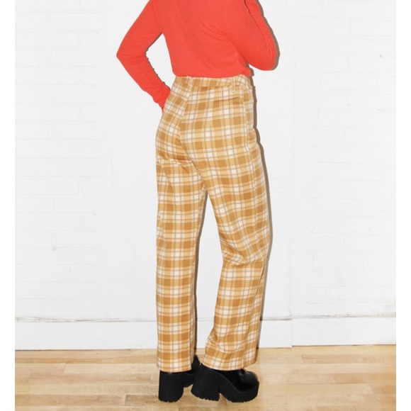 Citizen Vintage yellow tan plaid high waist trouser pant - small to medium - 6 - Picture 3 of 15